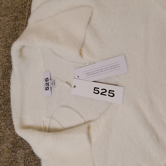 👕525 AMERICA EYELASH COLLARED SWEATER in soft fuzzy white sz lg - Picture 8 of 10